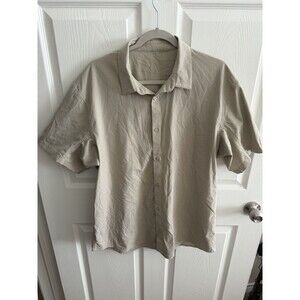 Lululemon Lightweight Camp Collar Button-Up Shirt men Size L Brown Tan